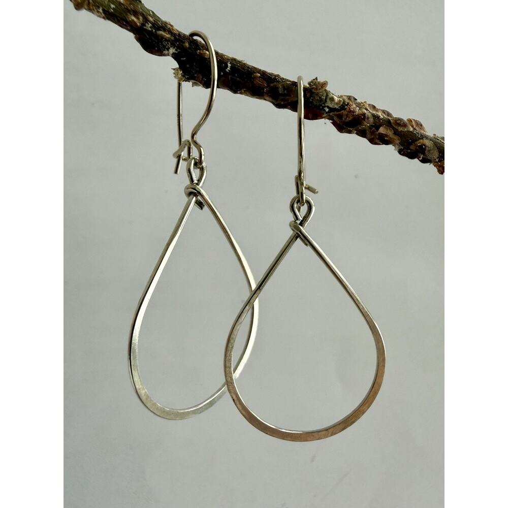 14K Gold Hooks mixed metal with Teardrop Dangles – Unmarked Silver Non-Magnetic